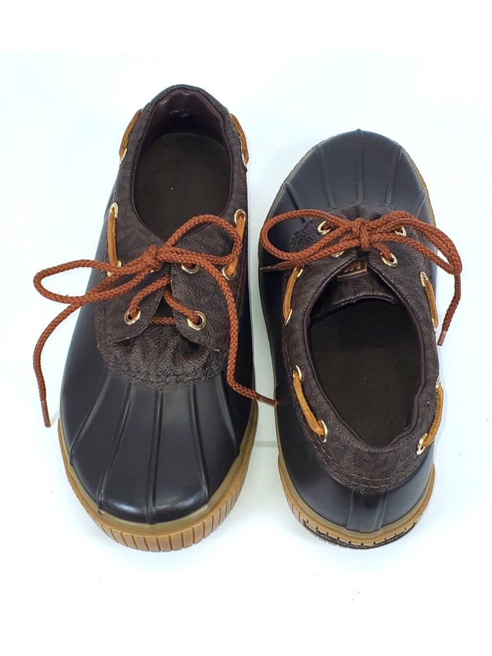 Michael Kors Women's Hyde Brown Leather/Rubber Logo Duck Boots Size 6 1278 - Picture 9 of 12